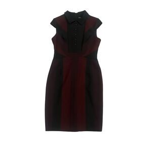KAREN MILLEN Stunning Wine Black Tailored Military Shirt Pencil Dress US 10 UK14